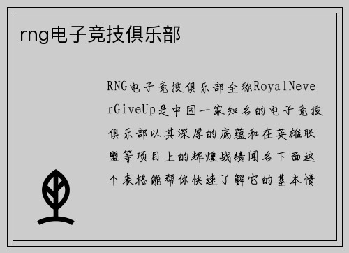 rng电子竞技俱乐部